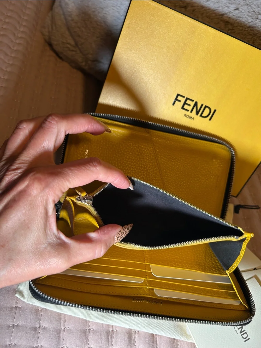 427. Fendi Monster Bag Bug Eyes XL Zippy Wallet with COA